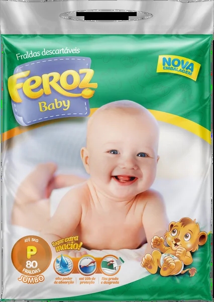 Fralda Infantil Feroz Dia e Noite com 80 Unidades P