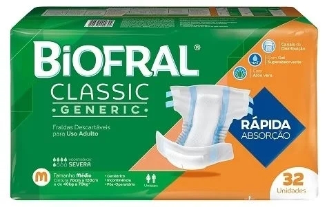 Fralda Biofral Classic Média — 32 unidades
