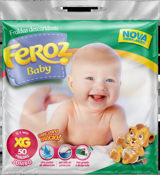 Fralda Infantil Feroz Dia e Noite com 50 Unidades XG