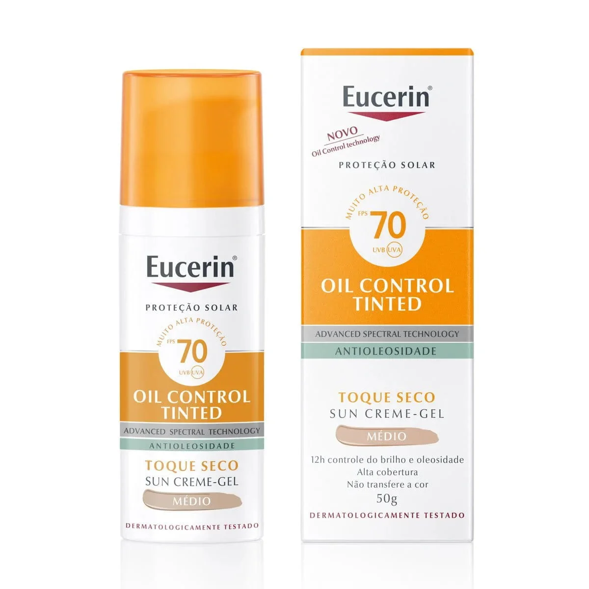 Eucerin Sun Oil Control Gel Creme Tinted Claro FPS 70 50ml