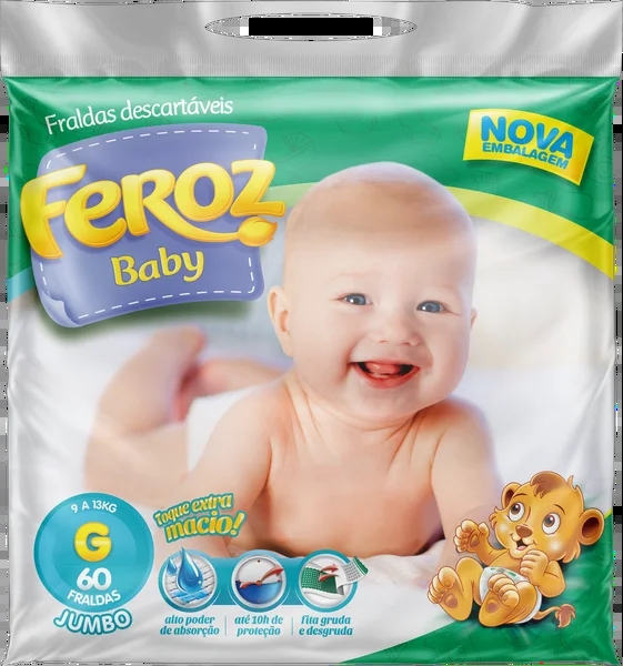 Fralda Infantil Feroz Dia e Noite com 60 Unidades G