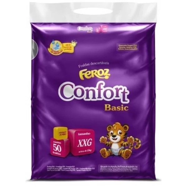 Fralda Feroz Basic Jumbo XXG com 50 Unidades