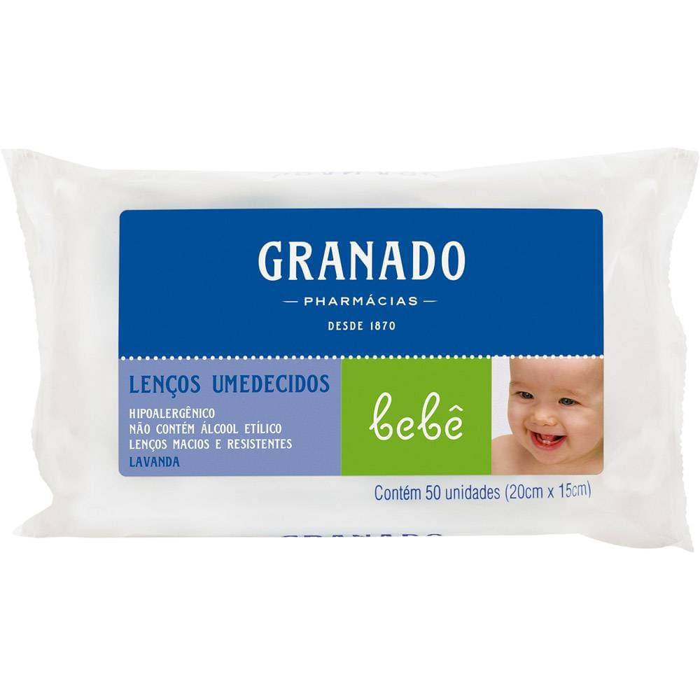 Lenço Umedecido Granado Bebê Lavanda 50un